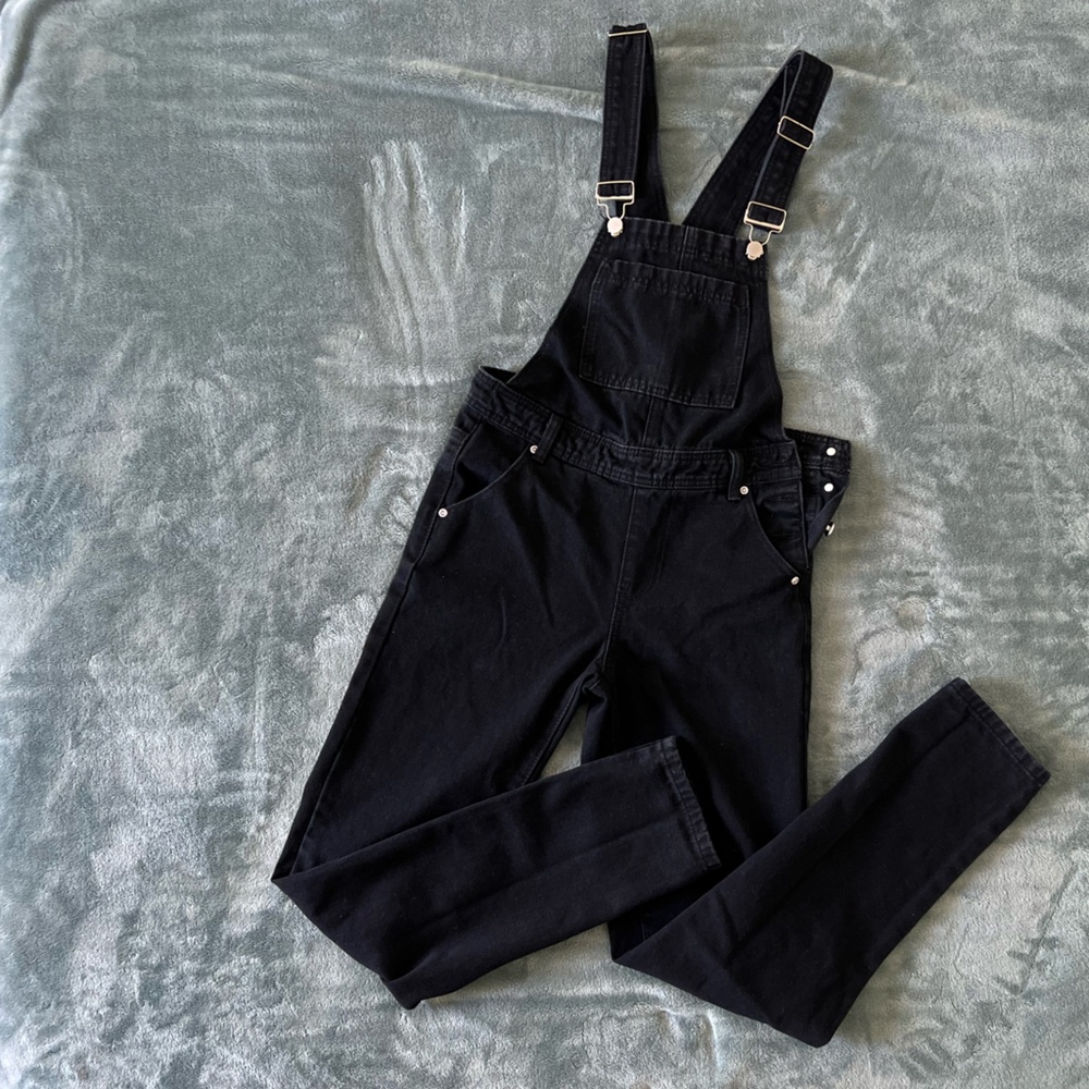 boohoo blue Stylish Black Denim Overalls for Women